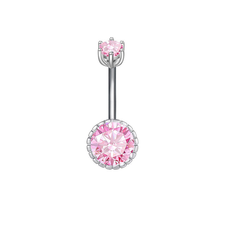Fashion Personality Peach Heart Belly Ring Butterfly Zircon Piercing Jewelry