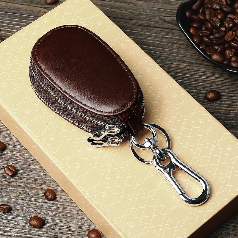 Mens Multifunctional Head Layer Cowhide Car Key Bag