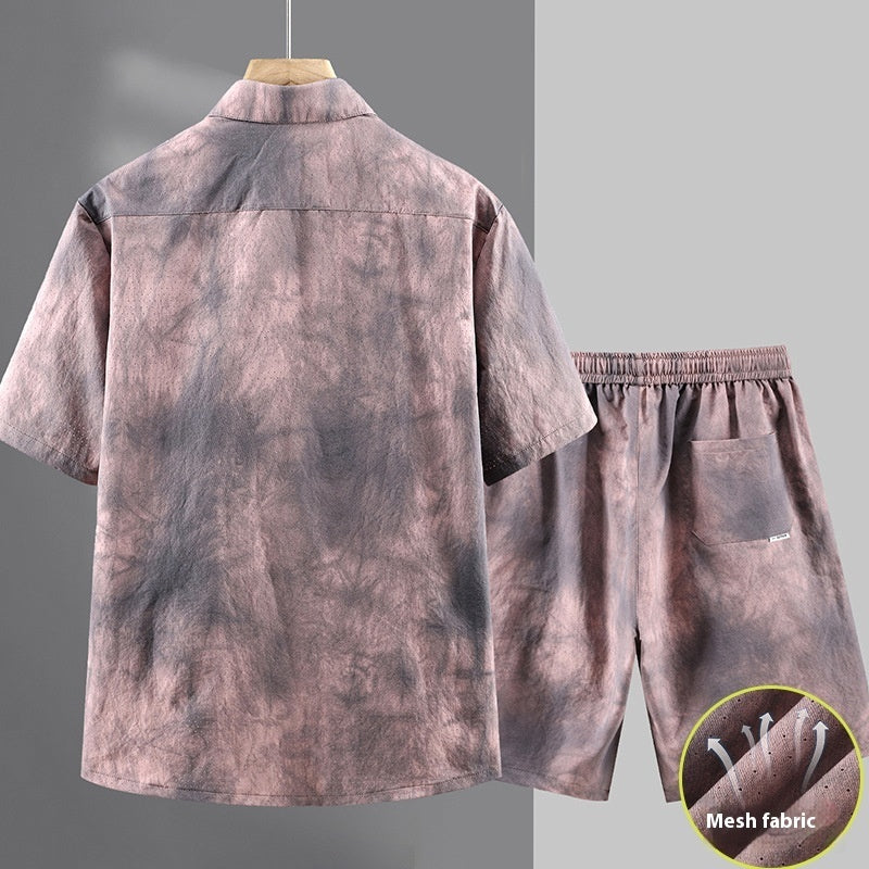 Plus-sized Casual Shirt Shorts Loose Two-piece Suit