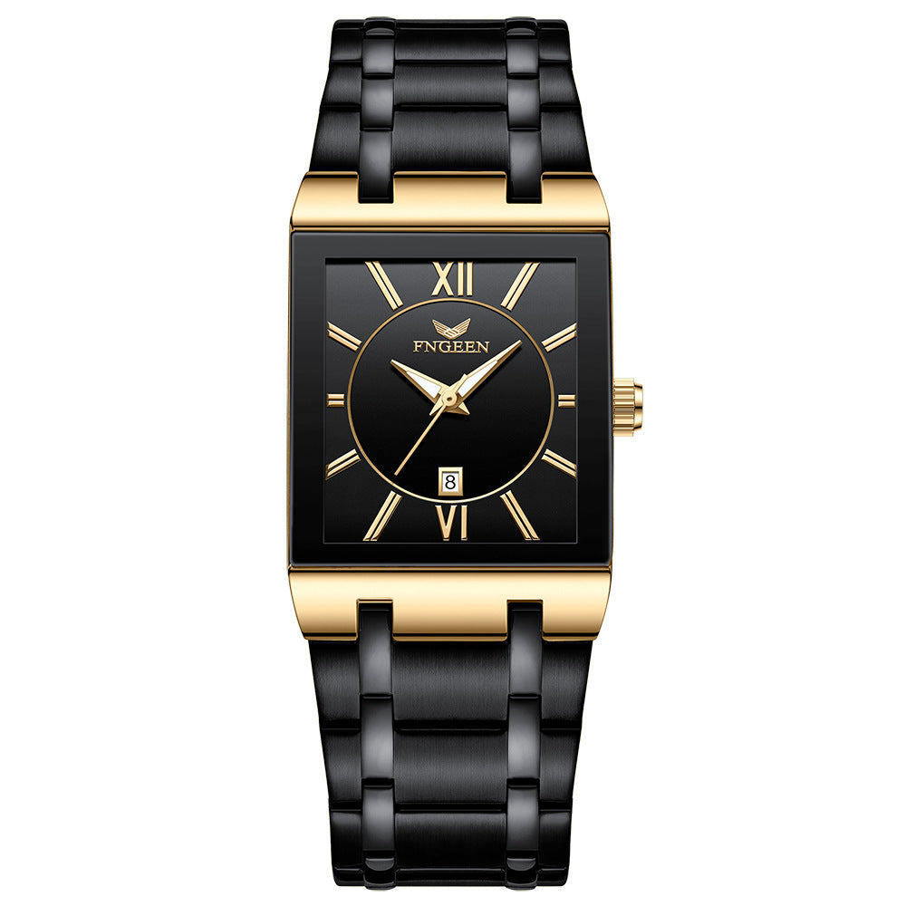 Mens Square Waterproof Band Calendar Quartz Watch