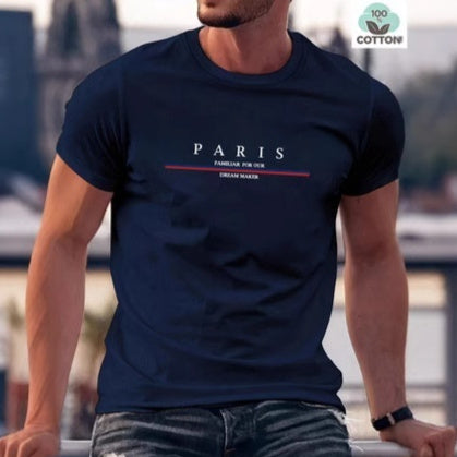 Heavy Short-sleeved Letter Printed Men's Short-sleeved T-shirt Casual Pure Cotton